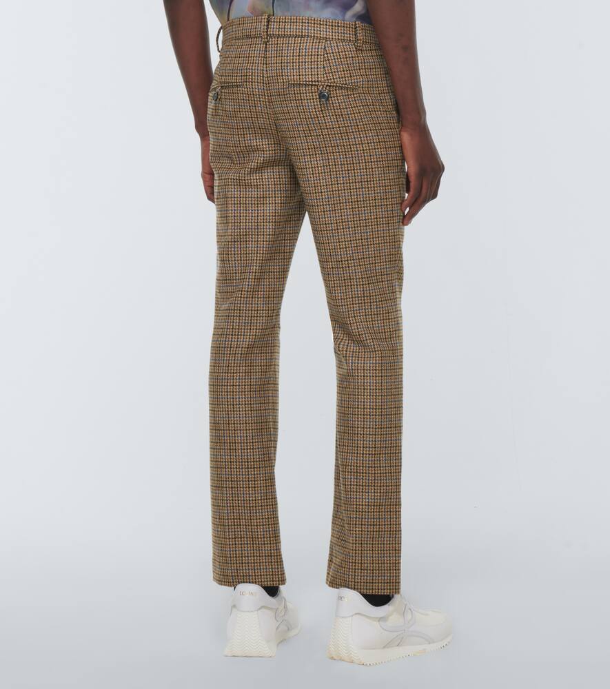 Высокие шерстяные брюки в клетку "Ходячий замок" Loewe, Beige/Blue/Black — фото 4