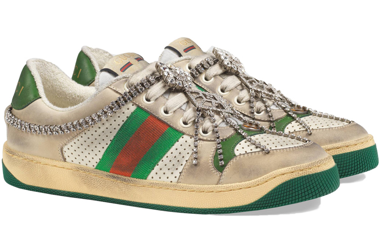 GUCCI Женские скринеры Off White Green Crystals — фото 2