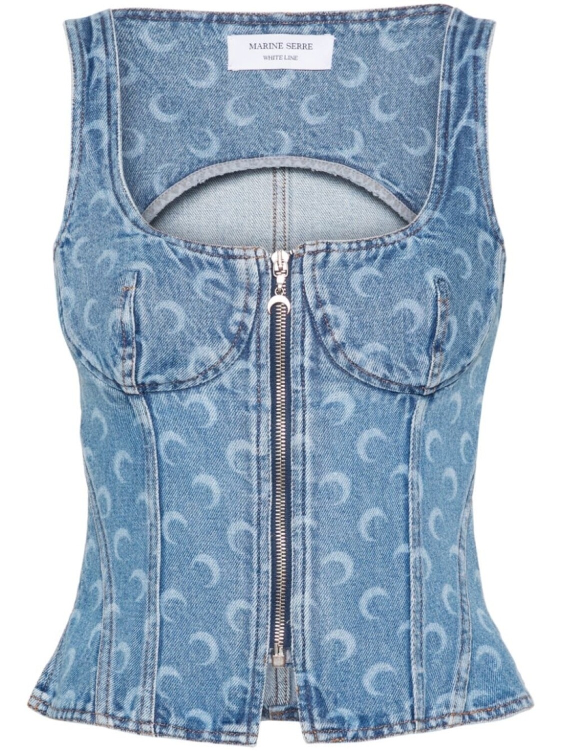 

Marine Serre джинсовый топ с принтом Crescent Moon, синий