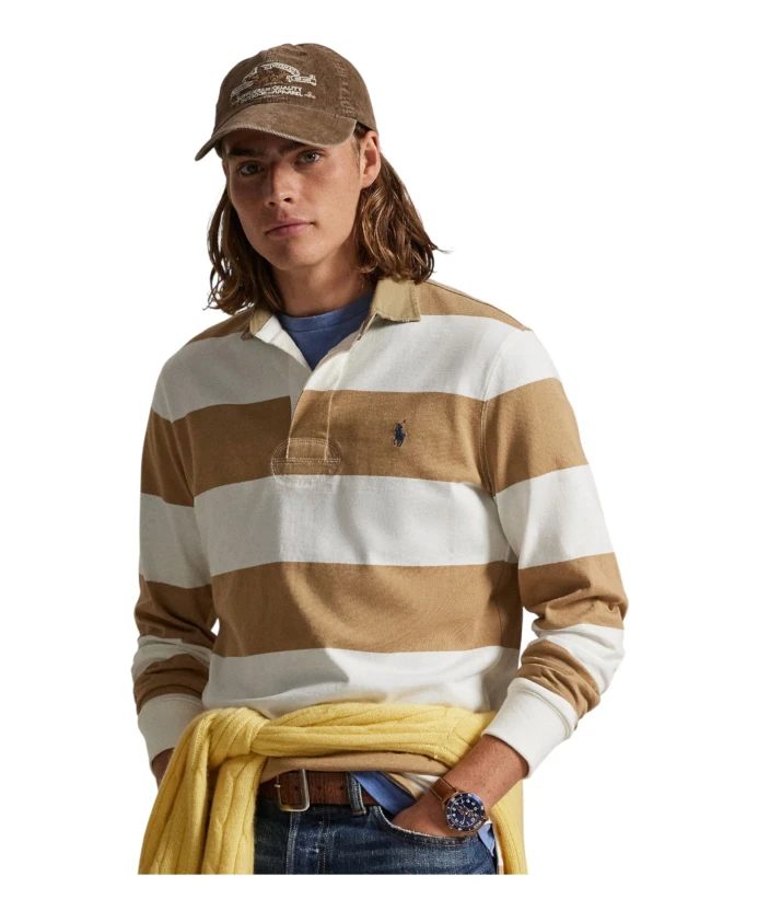 Классическая регбийная рубашка с воротником цвета хаки. Ralph Lauren, мультиколор — фото 2