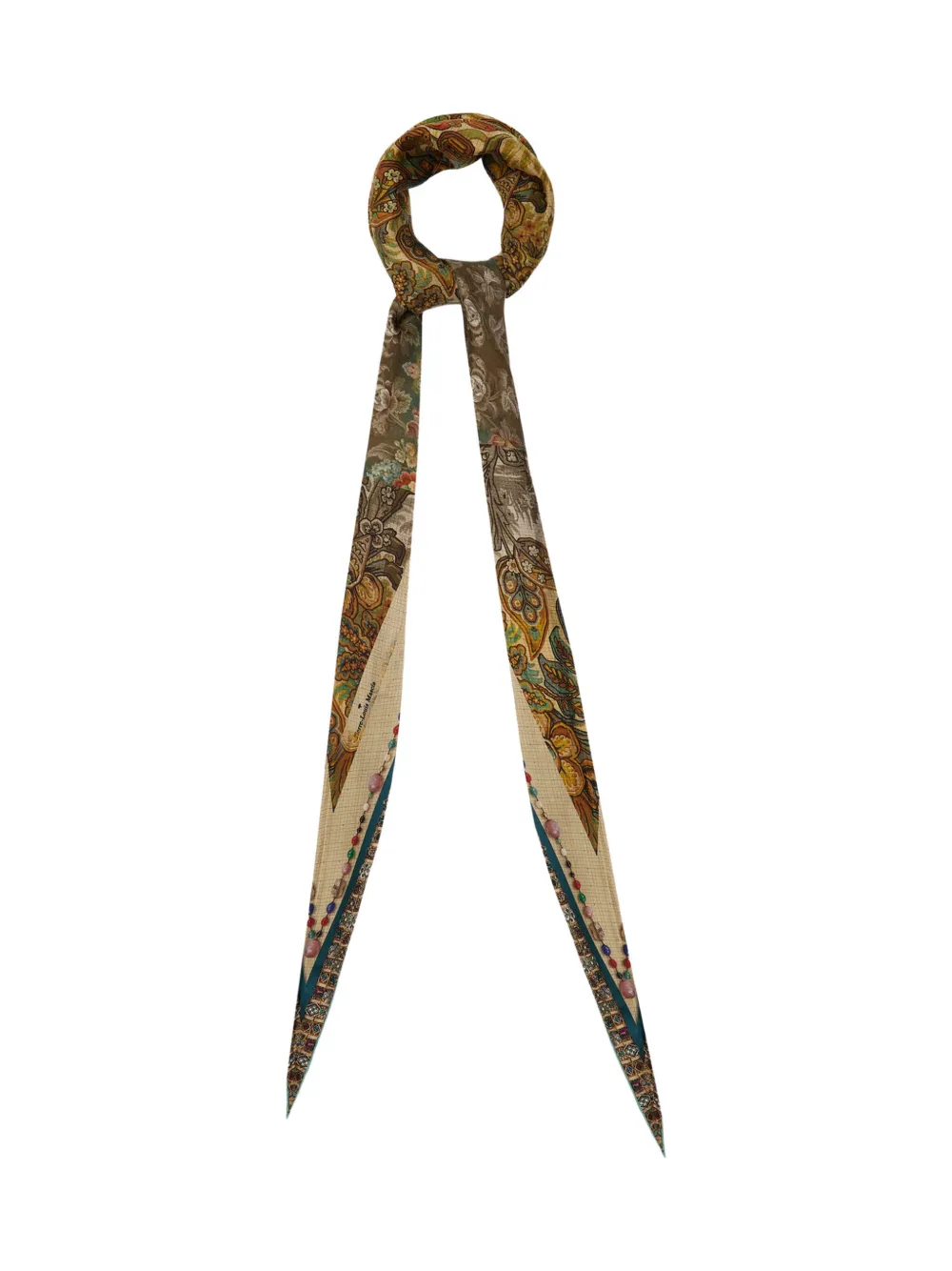 

Шелковый шарф с цветочным и пейсли узором от Aloeuw Pierre-Louis Mascia, бежевый