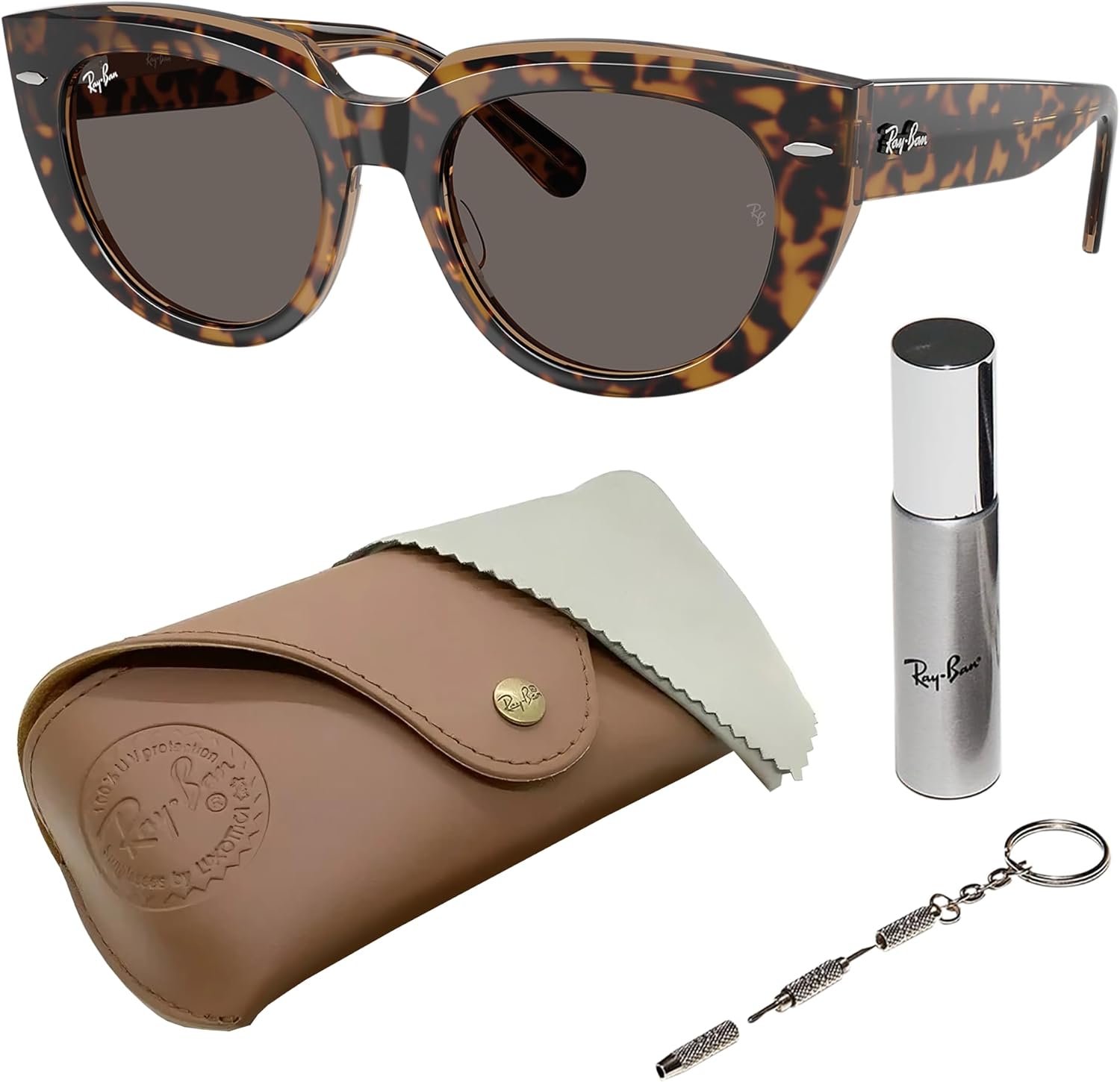 

Солнцезащитные очки Ray-Ban RB2286 DOREEN квадратной формы для мужчин и женщин в официальном комплекте RAYBAN Eyewear Kit, Polished Havana on Transparent Brown Frame | Dark Grey Lens