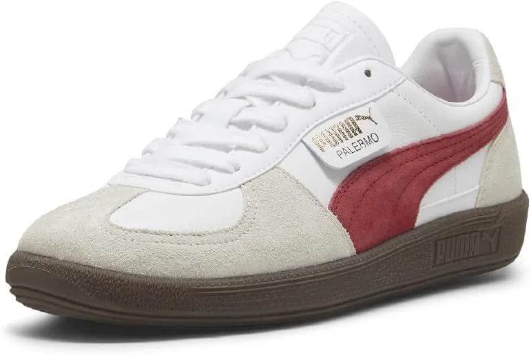 Мужские кожаные туфли Puma Palermo, серый/красный — фото 2