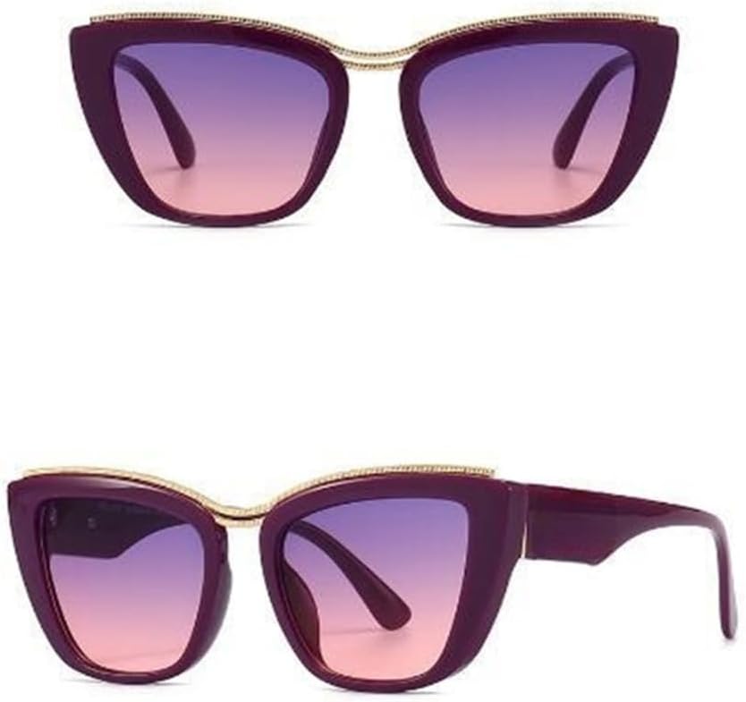 

Круглые солнцезащитные очки «кошачий глаз» для женщин и мужчин, ретро-очки овальной формы, солнцезащитные очки «кошачий глаз» с защитой от УФ-излучения UV400 LANGSER, Purple