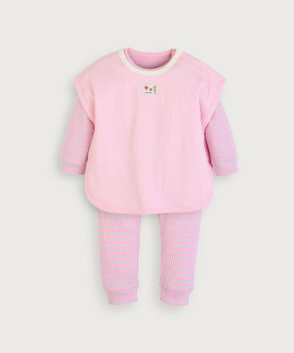 Жилет с нашивками, блузка с длинными рукавами и брюки Moimoln, Pink