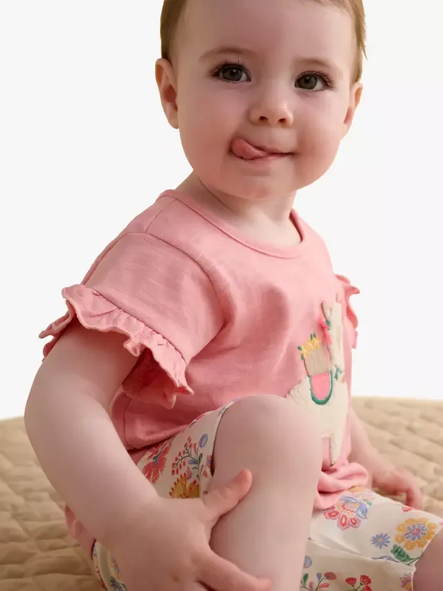Детский комплект: футболка с рюшами и шорты, цвет папайя Purebaby — фото 3