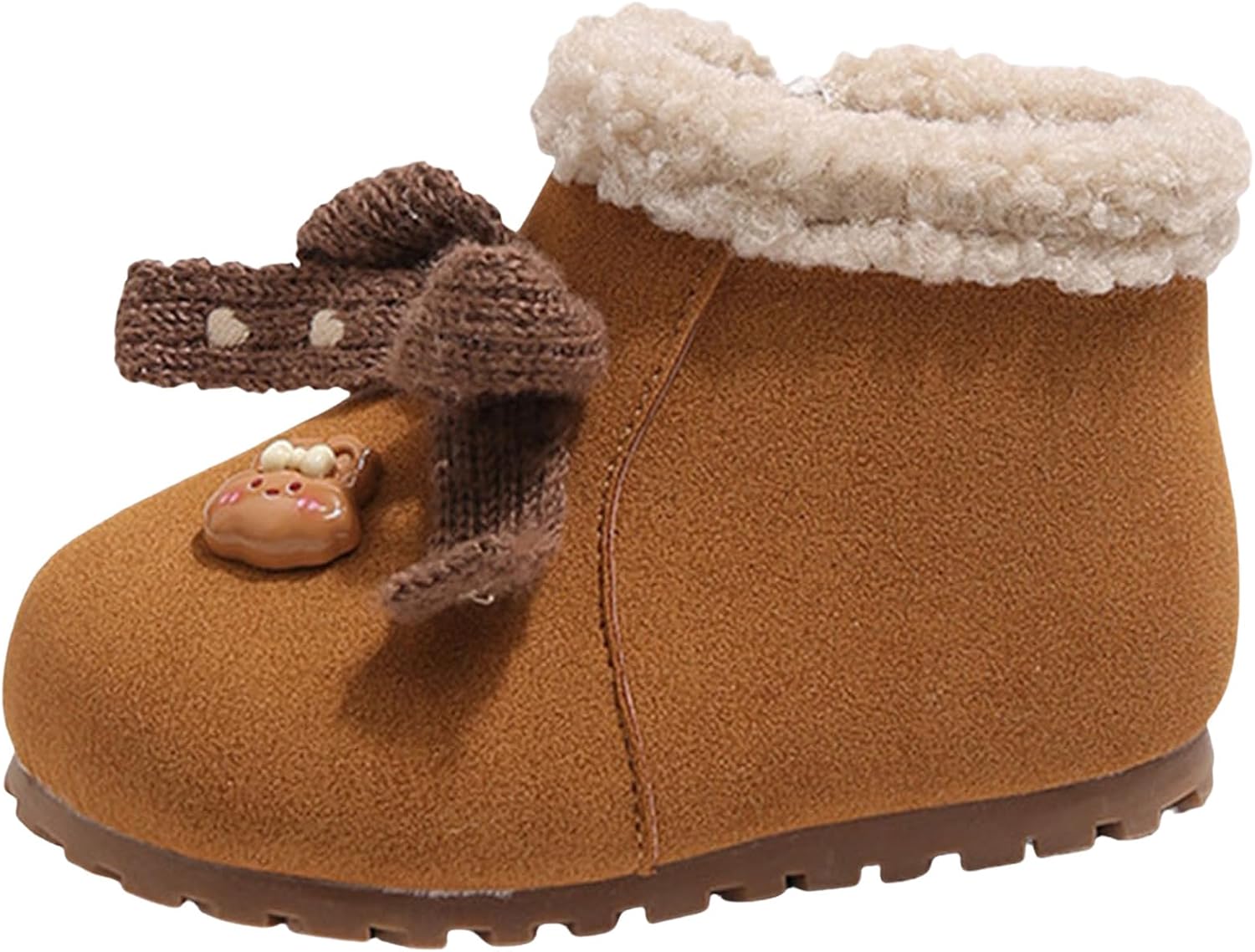 

Детские ботильоны для девочек с боковой молнией, удобной рифленой подошвой, низким каблуком, теплые зимние ботинки с флисовой подкладкой для малышей и маленьких детей, милые платформенные ботиночки Generic, Brown