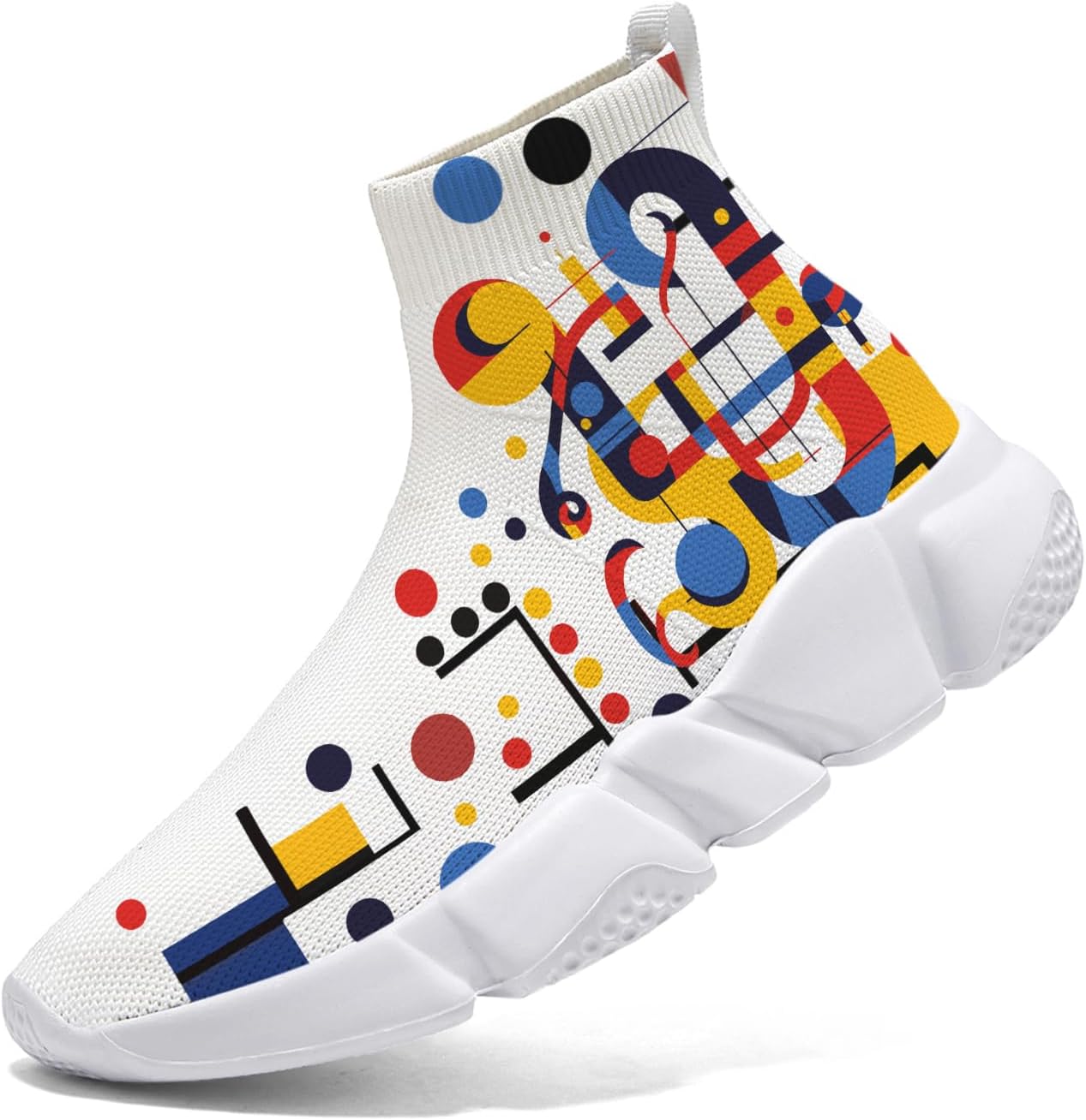 

Мужские носочные кроссовки Hetios в стиле Мондриан, трикотажные слипоны, спортивно-повседневные, расписанные граффити, Mondrian_22