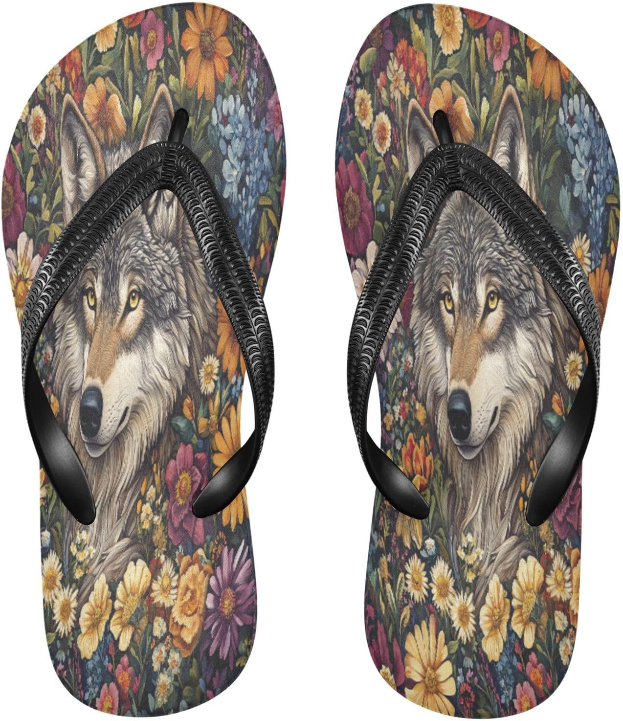 

Женские и мужские пляжные шлепанцы с цветочным рисунком Floral Wolf оранжевого цвета, резиновые, противоскользящие, летние тапочки для душа Sinestour