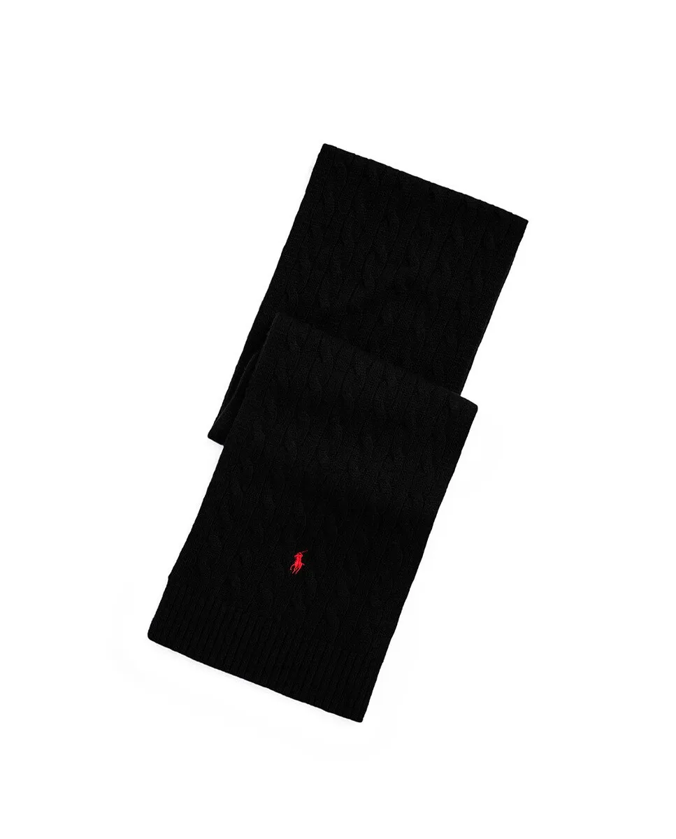 

Мужской шарф косой вязки Ralph Lauren, черный