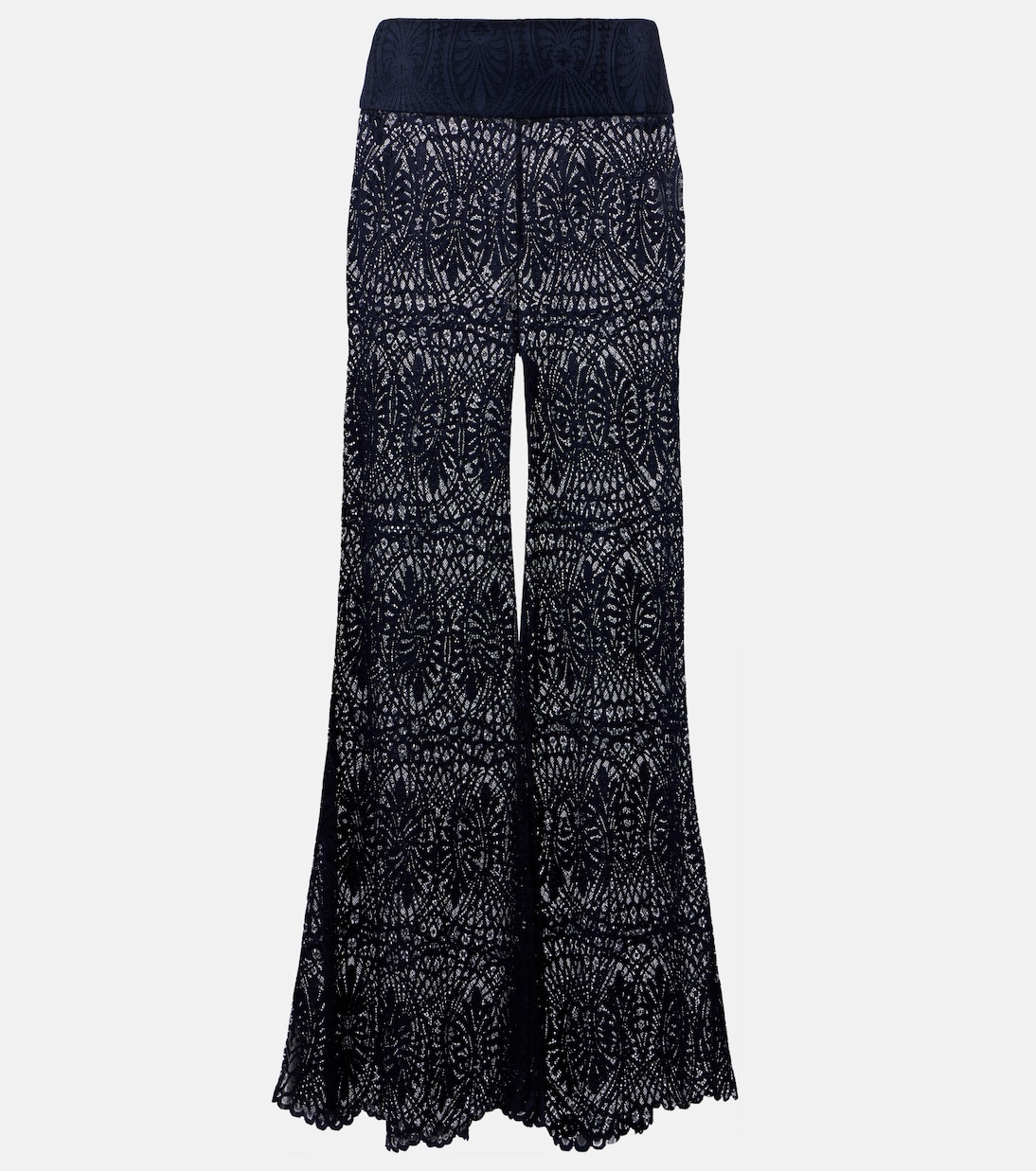 

Широкие брюки-клеш с кружевом Paloma Alexandra Miro, темно-синий