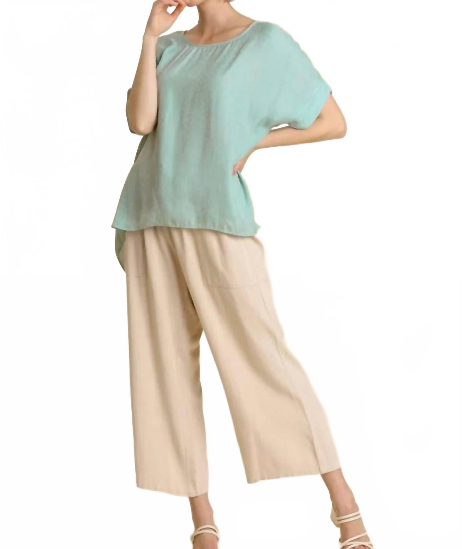 

Мятный жаккардовый топ с рукавом долман Umgee