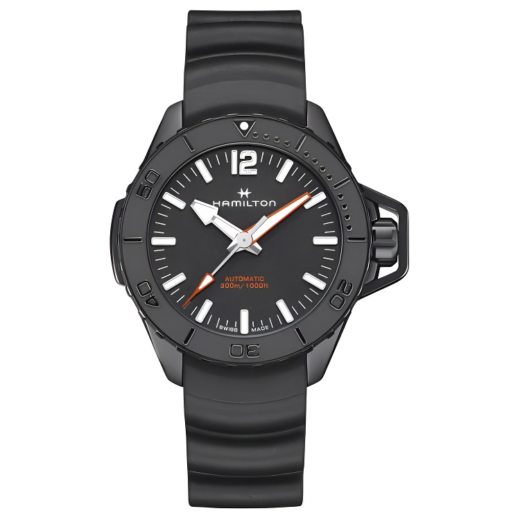 

Hamilton Мужские автоматические механические часы Khaki Marine Collection, диаметр 46 мм, черный циферблат