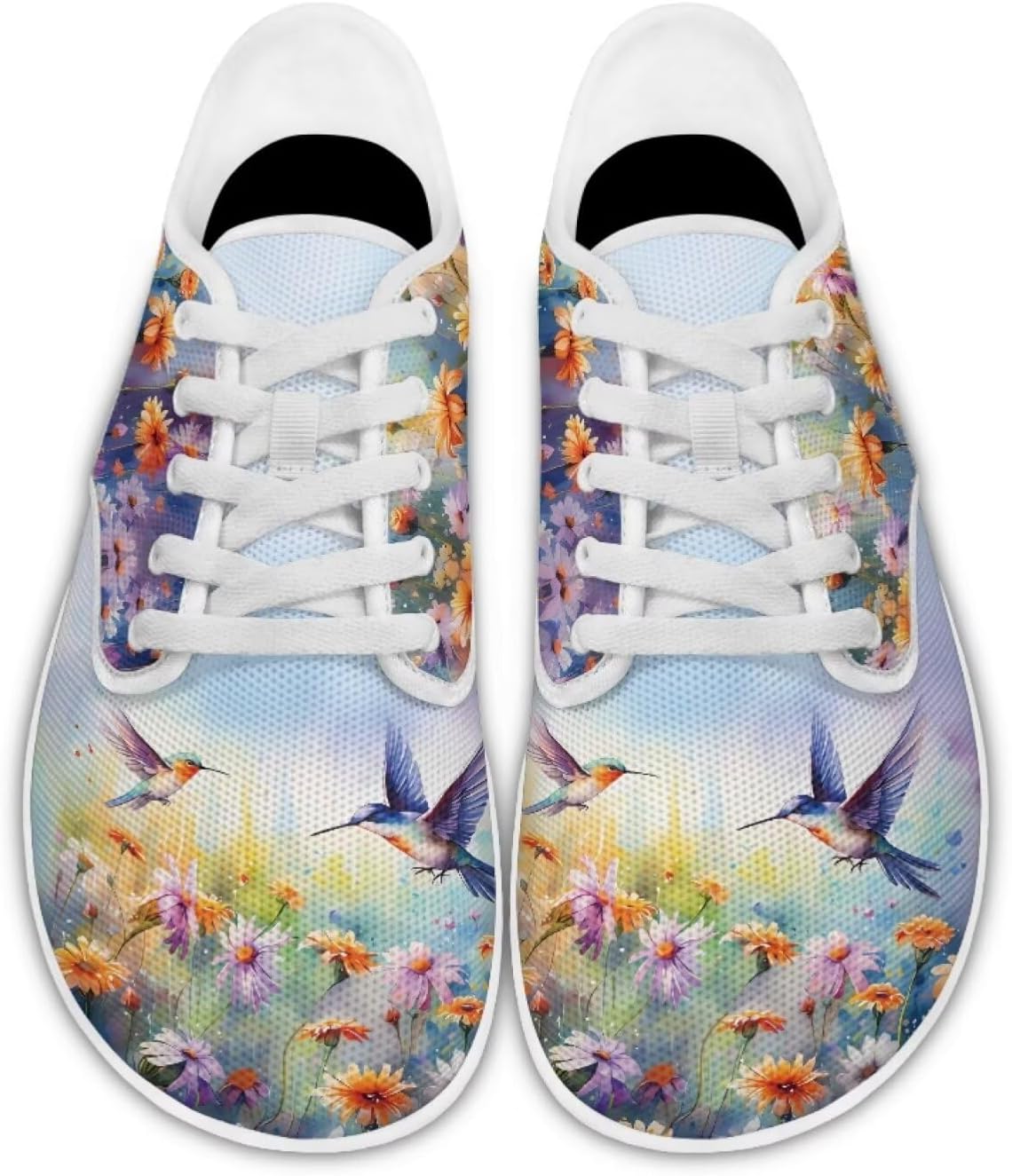 

Кроссовки для женщин Forchrinse с цветочным принтом колибри, шнуровкой, «босоножки» для девушек Y2K, с широким носком, минималистичные, дышащие сетчатые модные кроссовки для прогулок, Hummingbird Floral