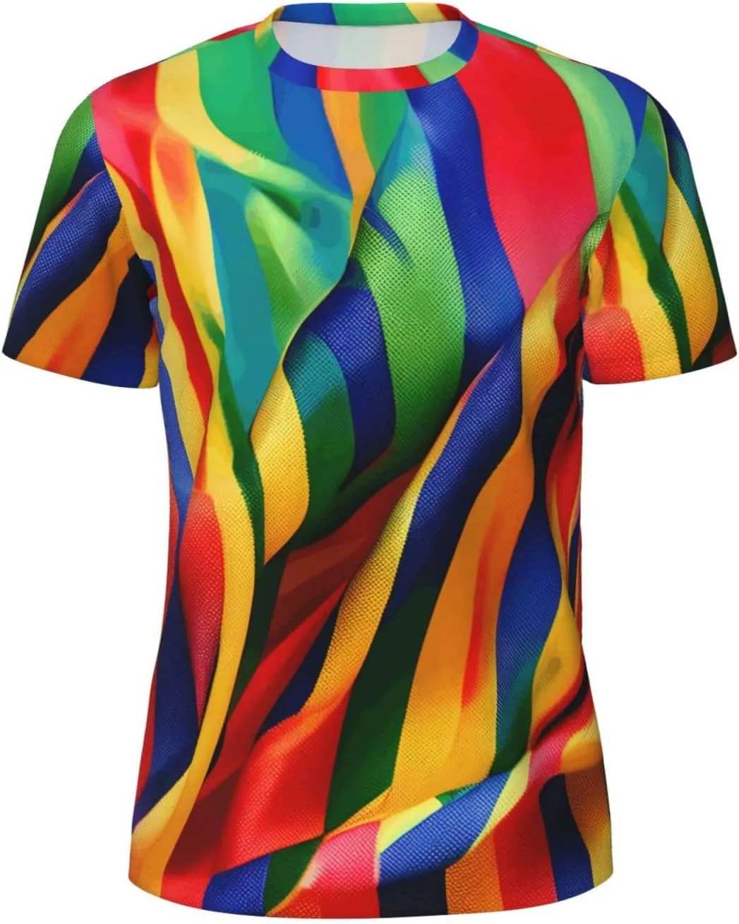 

Футболка мужская с полосками Rainbow Color Stripe Print, легкая, для бега YANYU