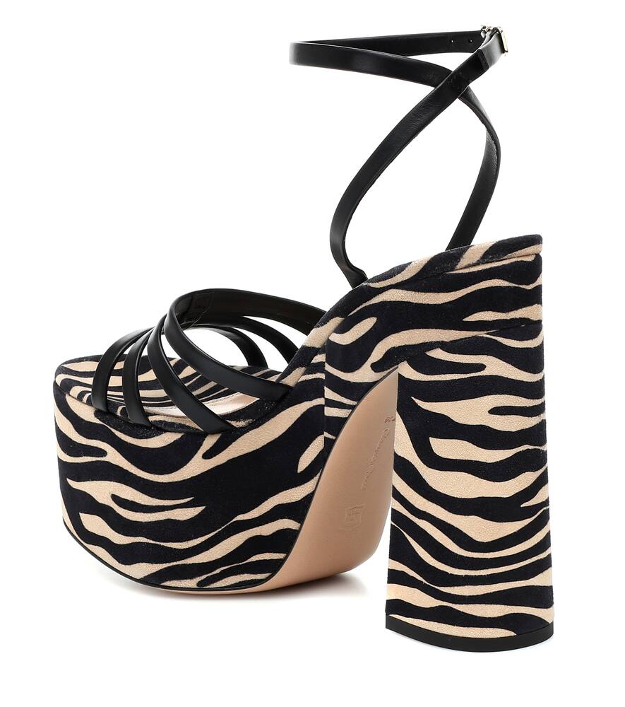 Платформенные сандалии ursula 150 из кожи Gianvito Rossi, Black + Mousse Zebra Print — фото 3