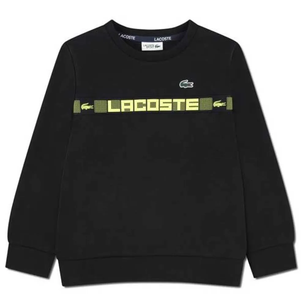 

Толстовка Lacoste Kids Grid Taped Crew, черный