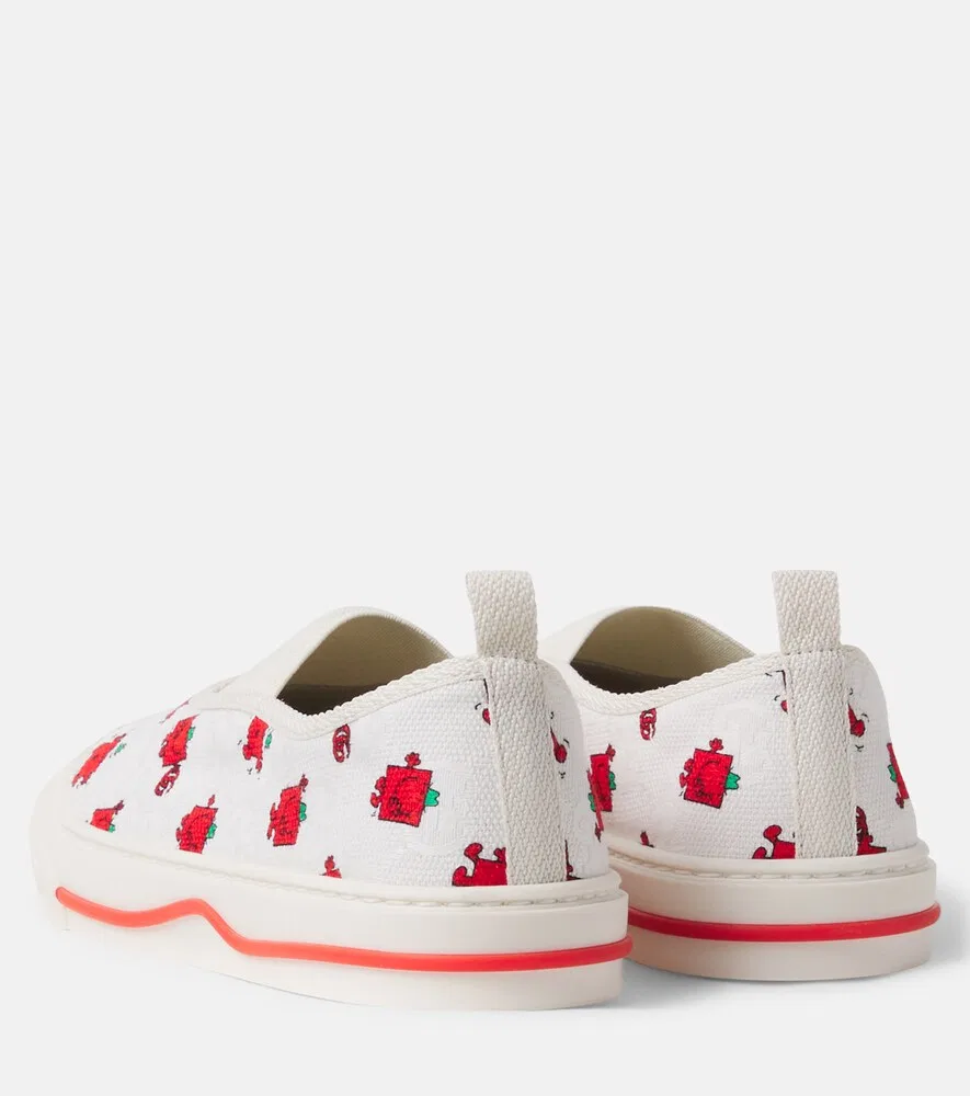 Слипоны с принтом Gucci Kids, белый — фото 3