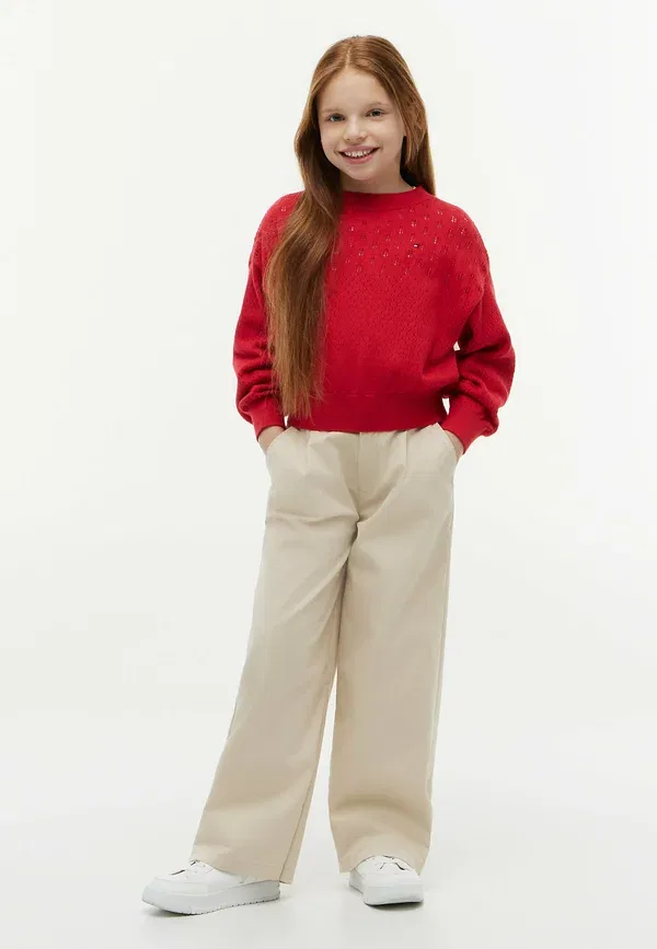 Джемпер Tommy Hilfiger Pointelle relaxed balloon sleeve, красный