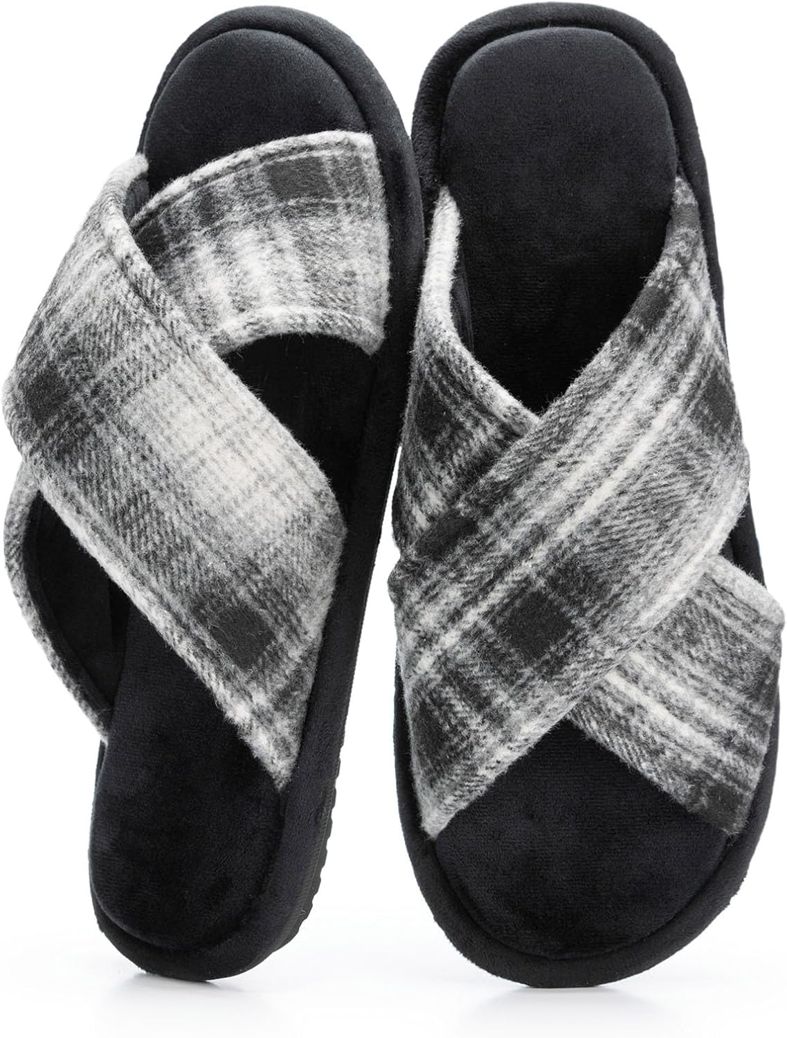 

Мужские уютные домашние тапочки GOEWY с перекрестным ремешком, с мягкой подошвой из памяти формы, мягкие, нескользящие, для дома, летние дышащие тапочки, черный