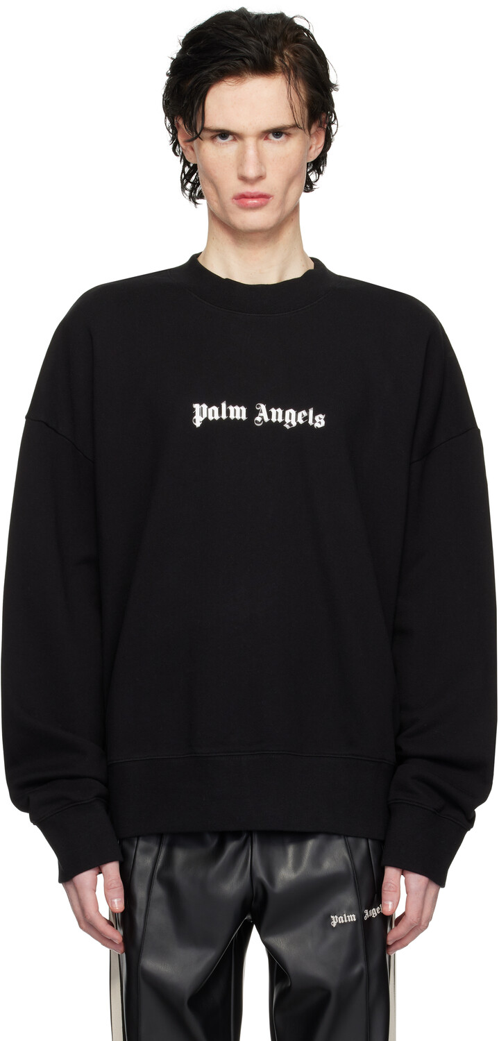 

Черная классическая толстовка с логотипом Palm Angels, черный/белый