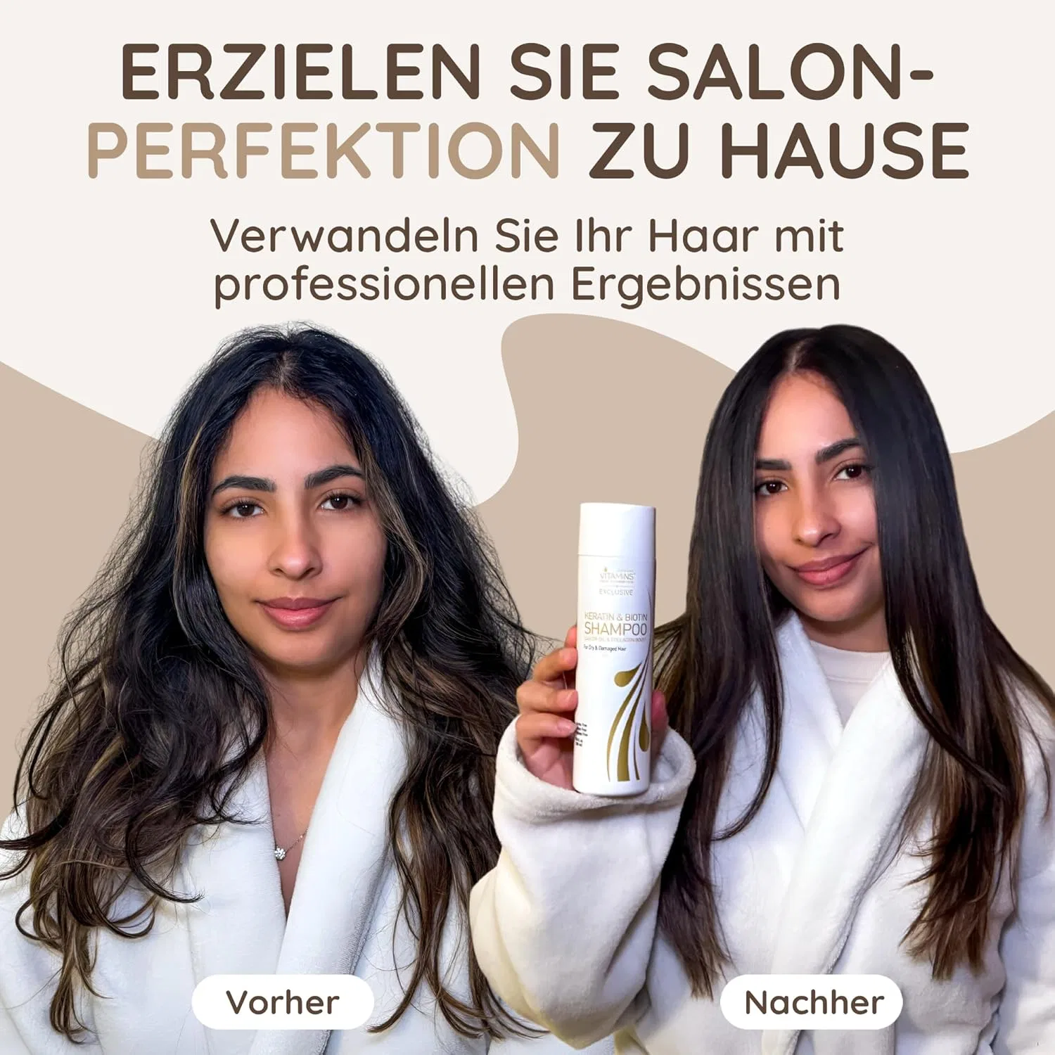 Кератиновый шампунь для поврежденных волос Vitamins Keratin Shampoo Vitamins Hair Cosmetics — фото 2