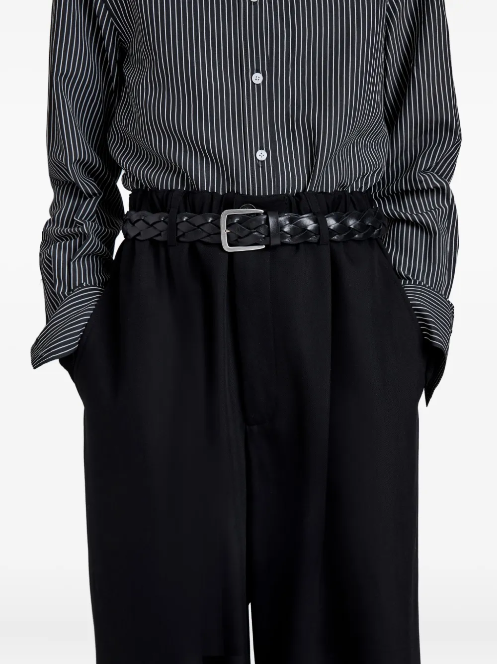 

Кожаный ремень с широкой плетенкой Proenza Schouler, черный