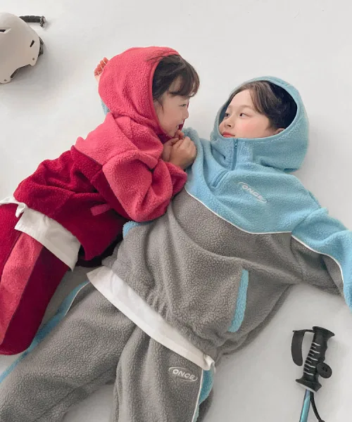 Детский спортивный костюм Icon Block Fleece из полиэстера, оверсайз, розовый — фото 4