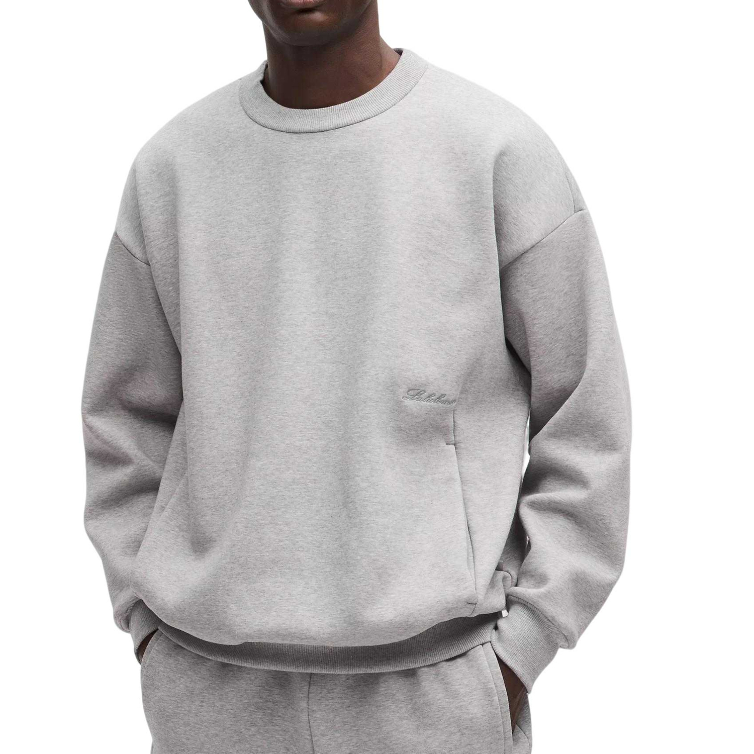 

Lululemon Мужская толстовка светло-серого цвета с круглым вырезом HCMG, средней толщины