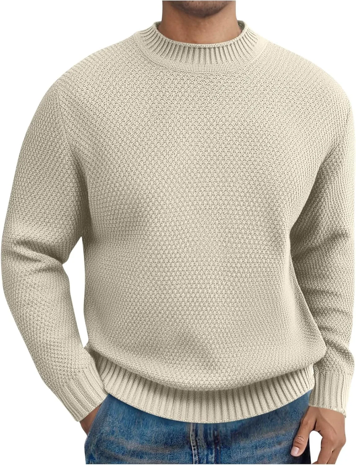 

Мужской свитер Waffle Knit с длинным рукавом и круглым вырезом