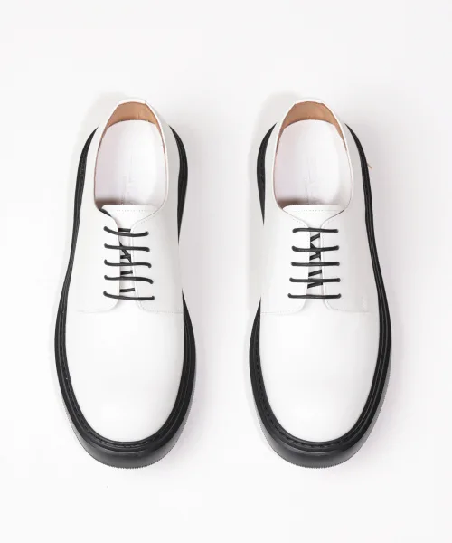 Мужские туфли из натуральной кожи Project 3 White Derby Drive Shoes BRENOWELT — фото 2