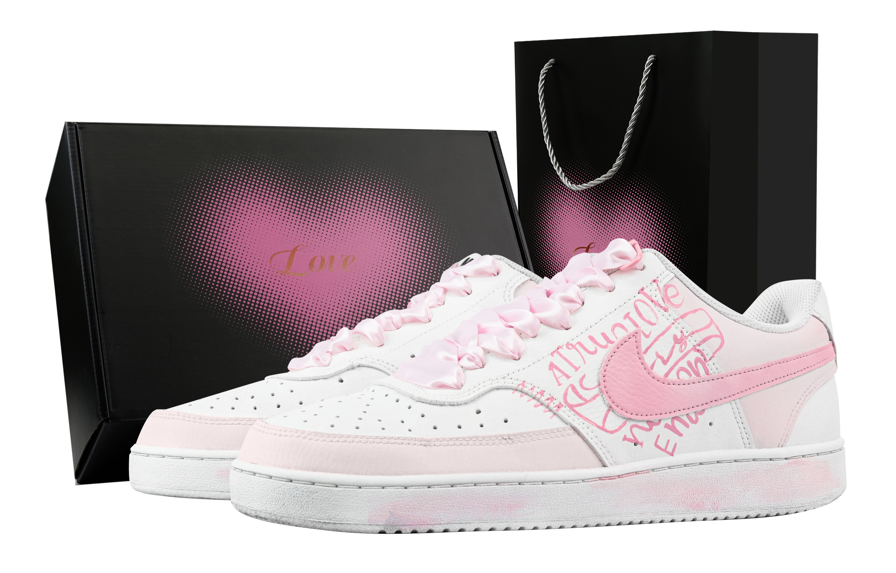 

Nike Кроссовки Court Vision 1 Heartbeat Combat, Heart Box, износостойкие, низкие, для скейтбординга, мужские, розовые, белые