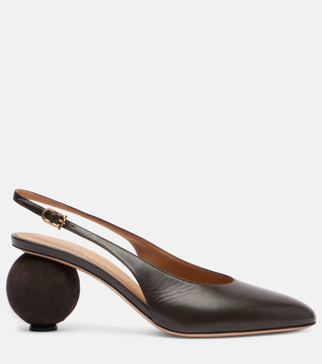 Кожаные туфли-лодочки Tessie 70 с открытой пяткой Ferragamo, Testa Di Moro — фото 4