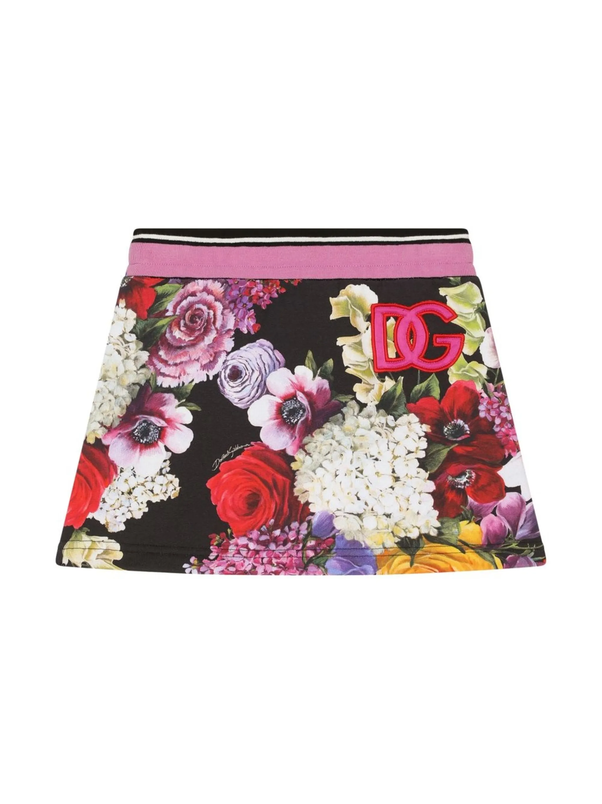 Юбка мини с цветочным принтом Dolce & Gabbana Kids, черный — фото 2