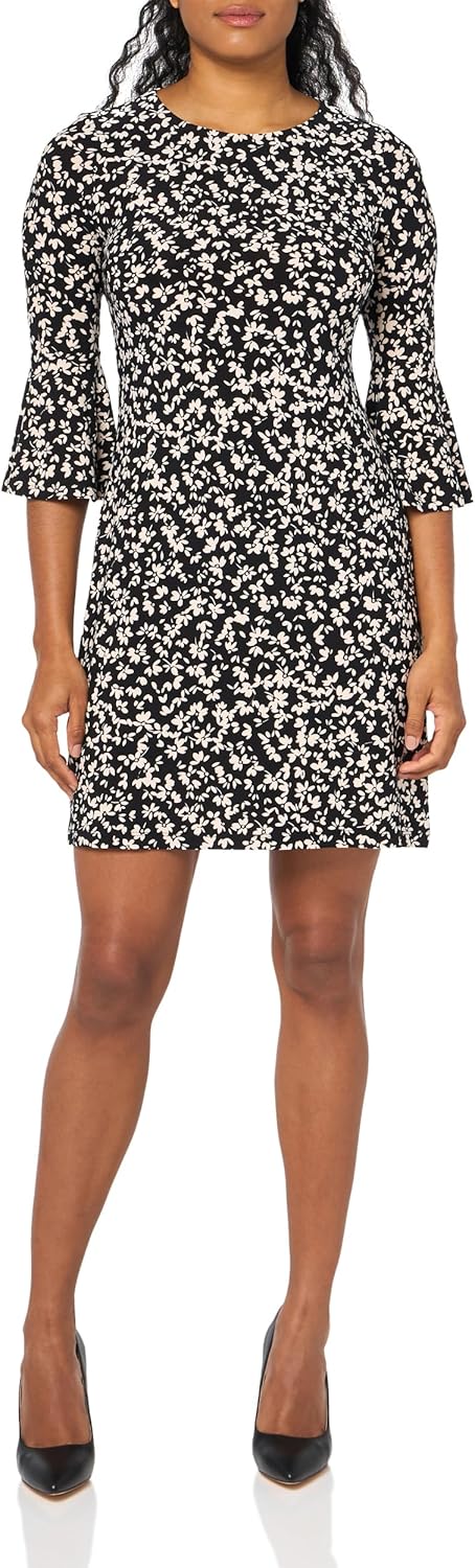 

Женское платье-трапеция Tommy Hilfiger с длинными рукавами и круглым вырезом, Black/White Combo