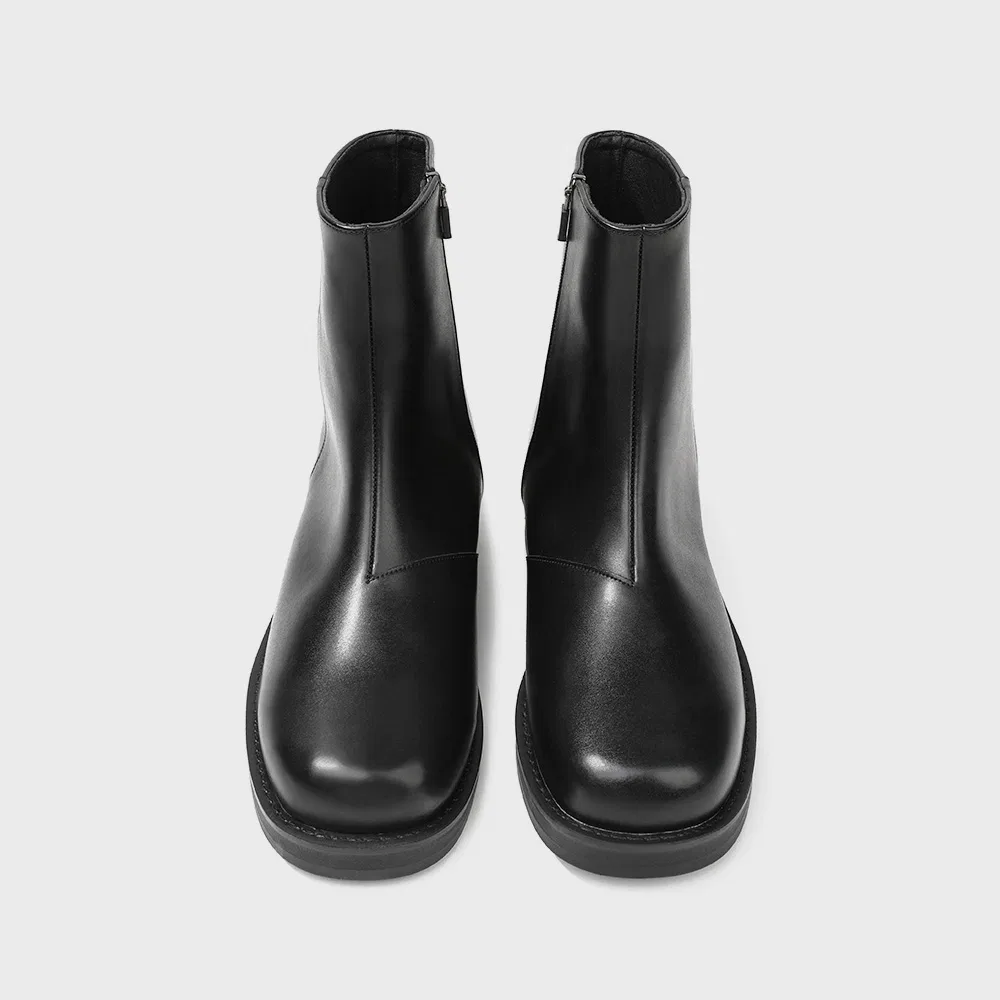 Мужские минималистичные ботинки на молнии Second.A_Minimal Bold Shape Zip Up Boots чёрные от Firenze.A — фото 2