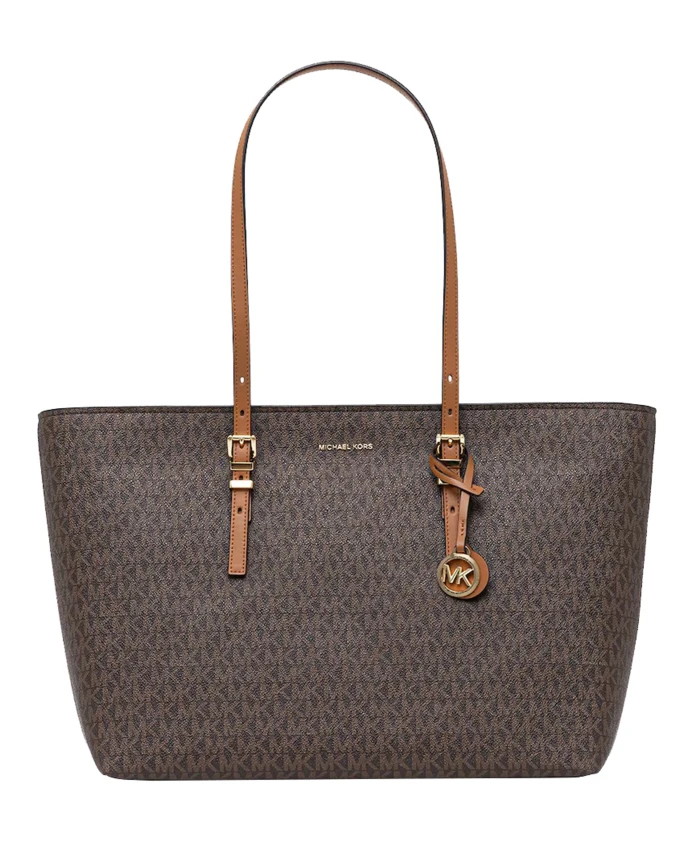 

Большая сумка-тоут Quinn с фирменным логотипом и кожаной отделкой. Michael Kors, коричневый