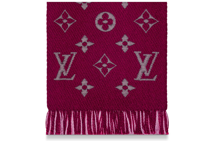 Шарф женский Louis Vuitton вязаный, розовый / бордовый — фото 3