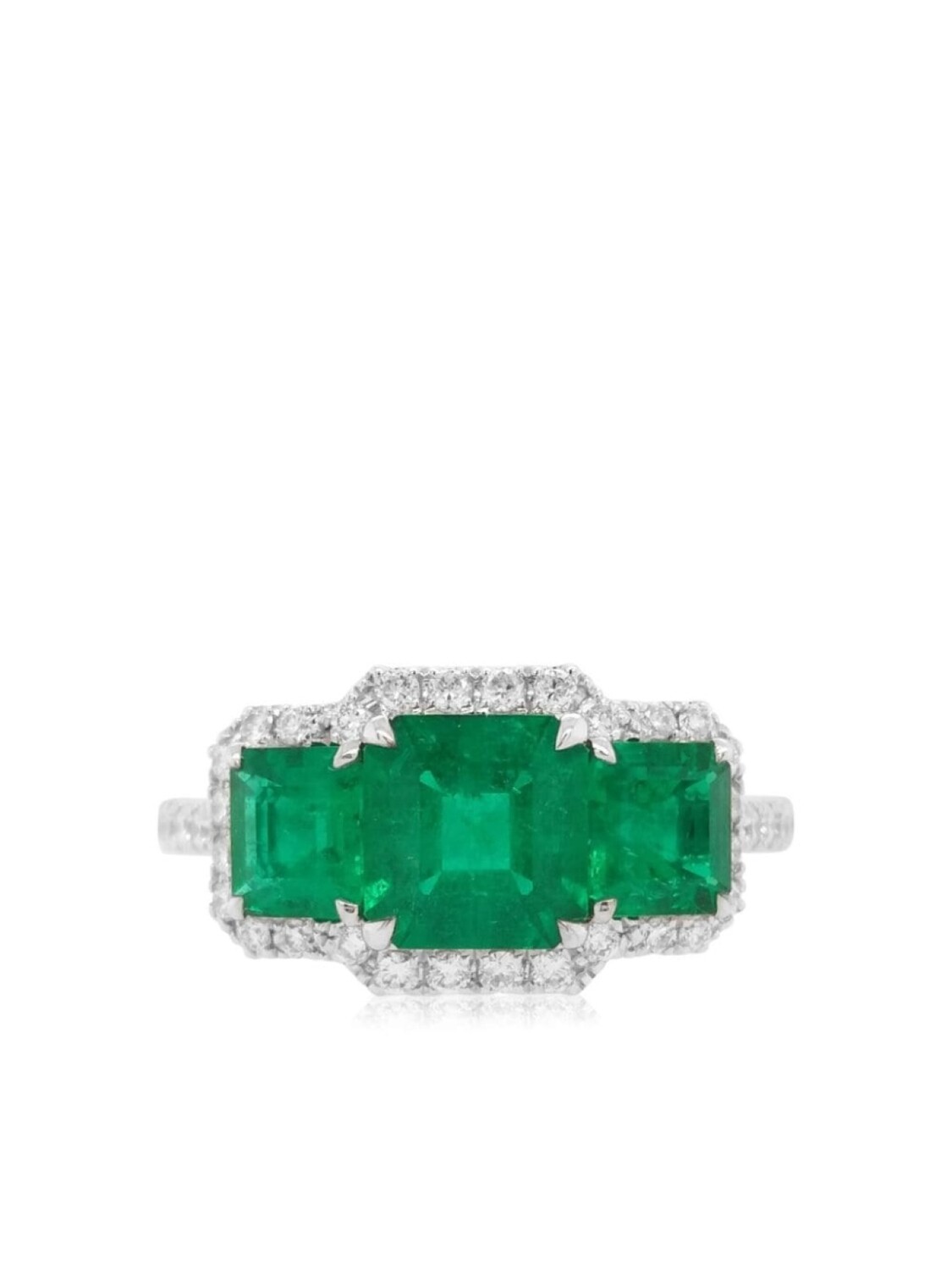 

Кольцо из белого золота с бриллиантами и изумрудом HYT Jewelry, зеленый