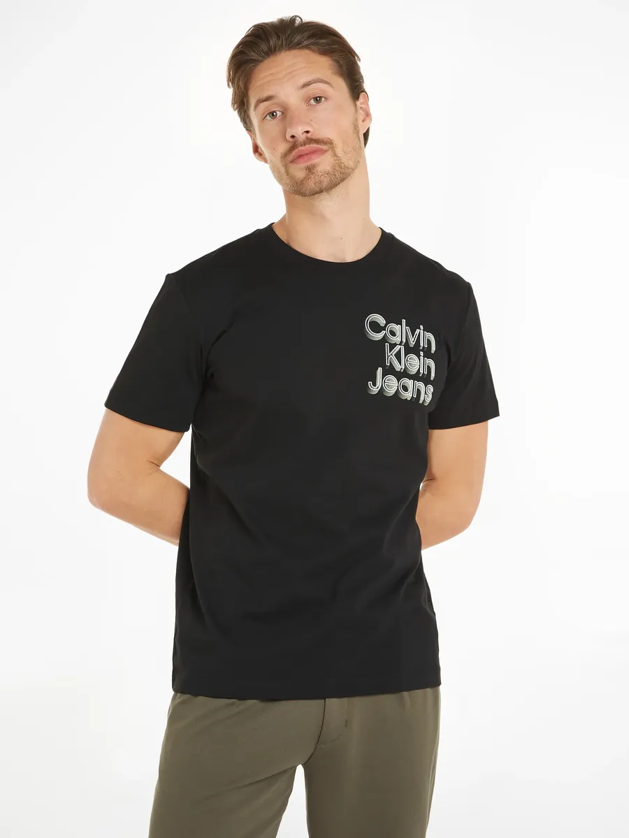 

Футболка Calvin Klein Jeans "STACKED EUPHORIC LOGO TEE" с надписью-логотипом, цвет Ck Black