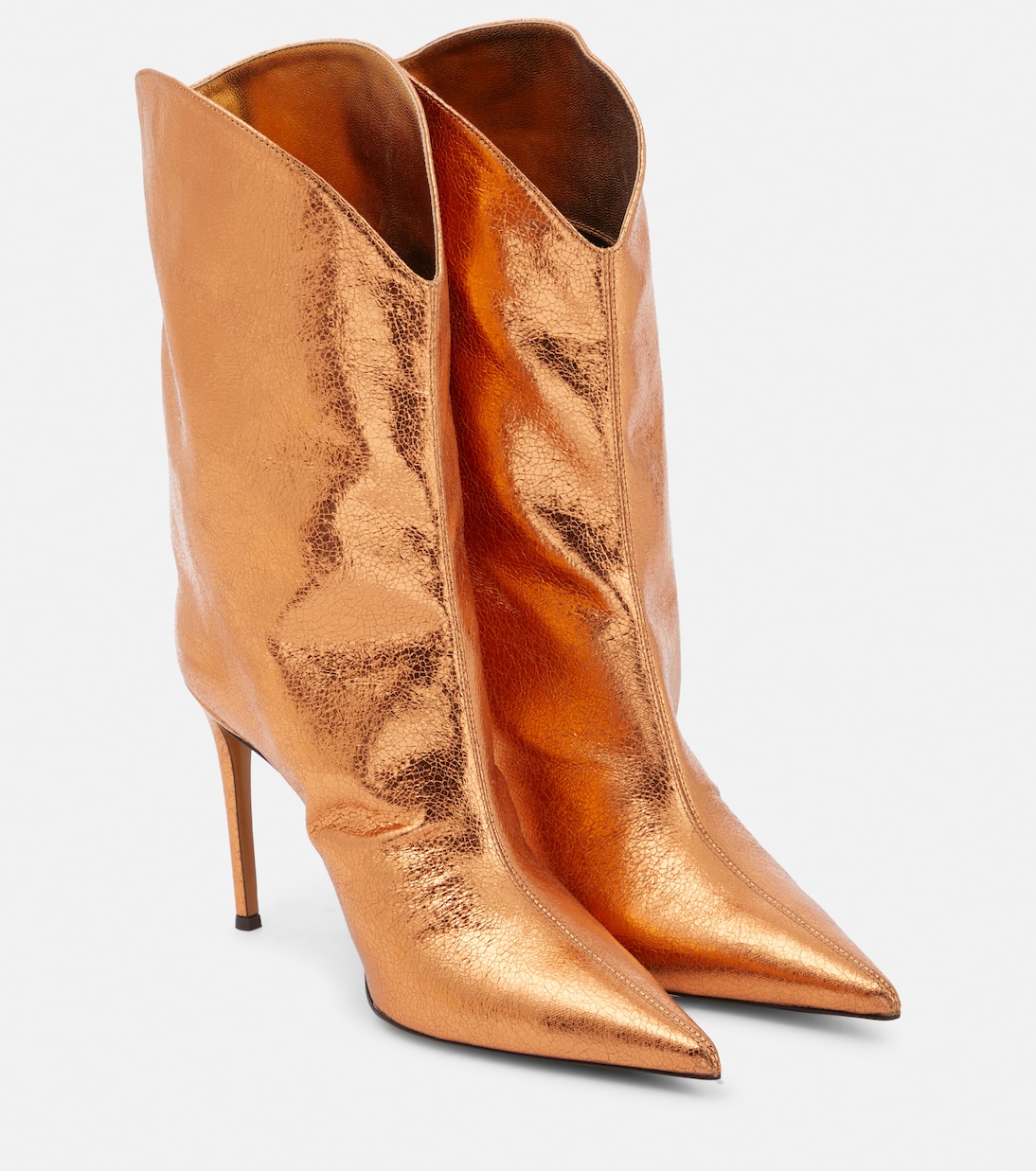 Ботильоны из металлизированной кожи Alexandre Vauthier, Copper