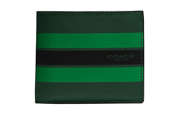 

COACH Кошелек 3 в 1 из натуральной кожи с держателем для карт 3 в 1, обычный мужской, армейский зеленый