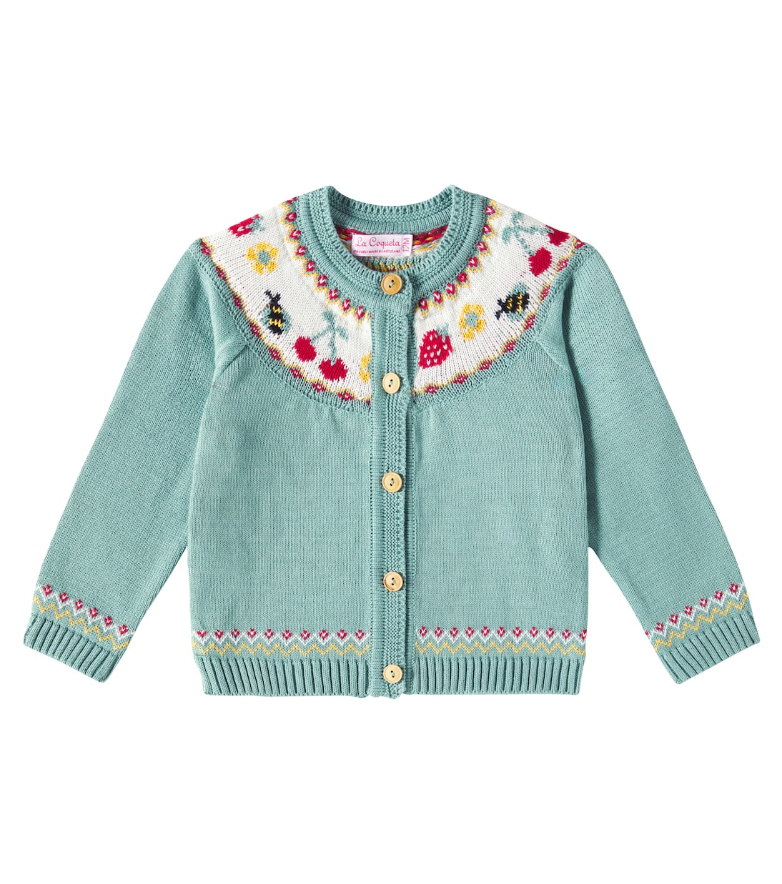 

Кардиган из хлопка Baby Verano в технике интарсия La Coqueta, Sage Green