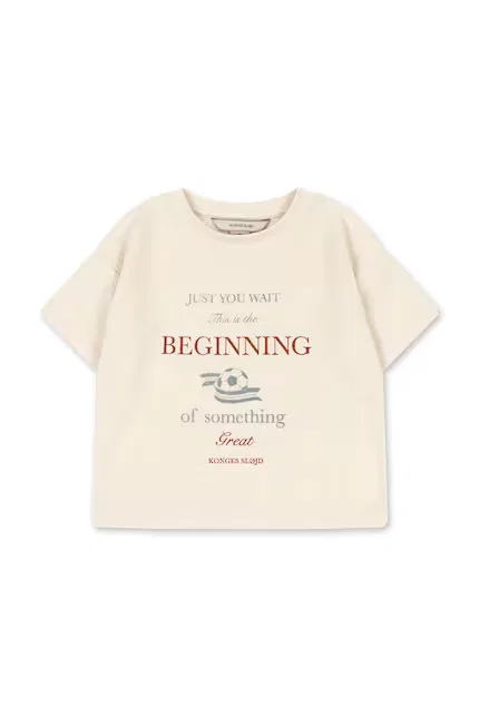 Футболка детская с коротким рукавом ITTY TEE GOTS Konges Sløjd, бежевый — фото 2
