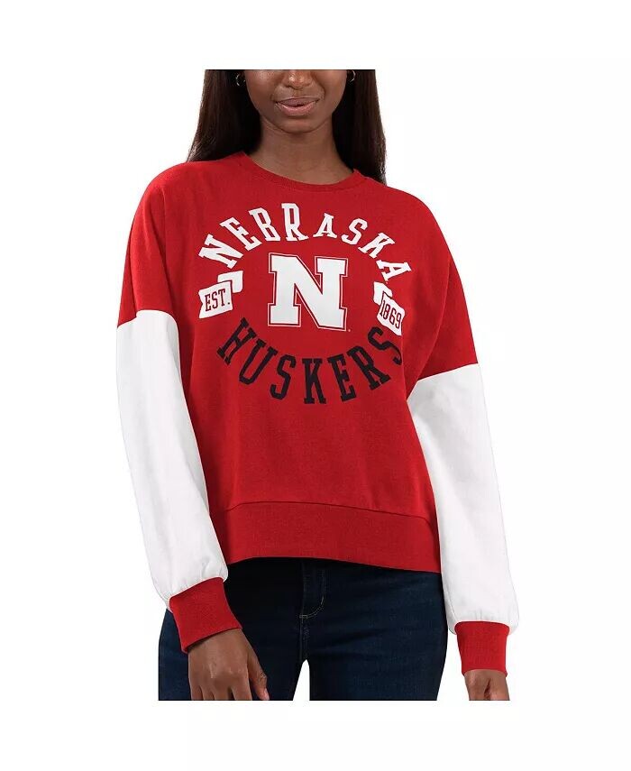 

Женский ало-белый пуловер с капюшоном Nebraska Huskers Team Pride с цветными блоками G-Iii 4Her By Carl Banks, красный