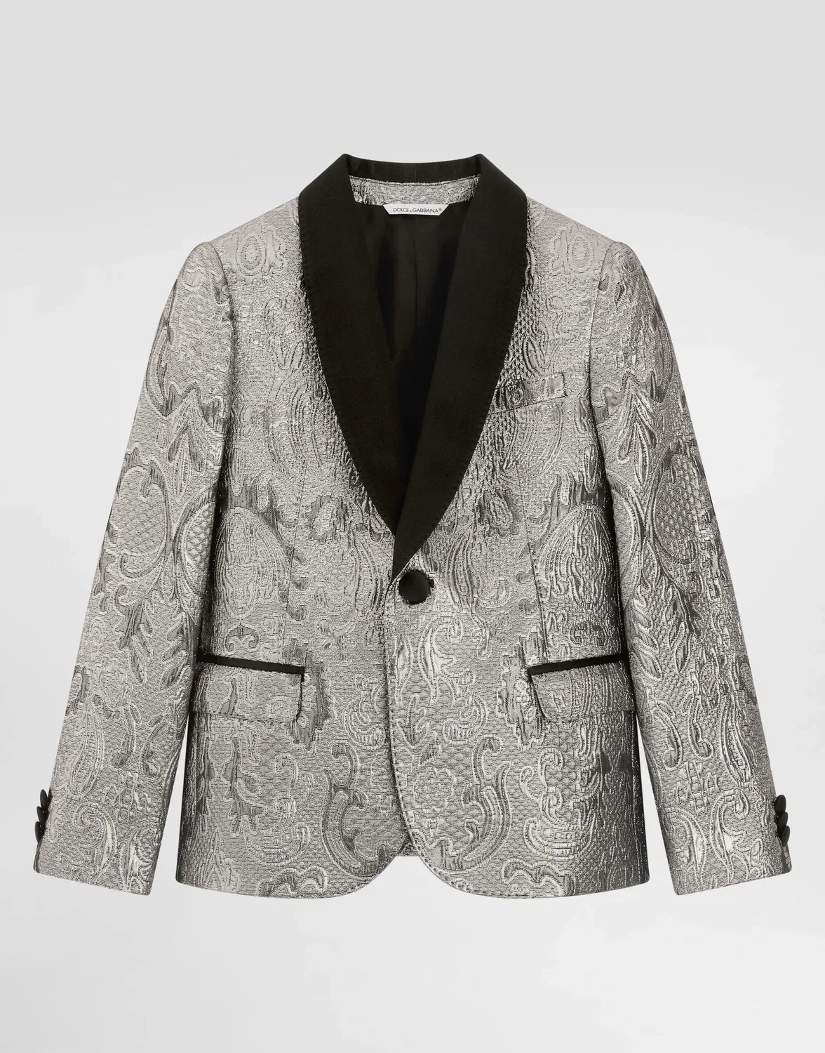 Однобортный жакет из жаккарда ламе DOLCE & GABBANA, серебряный
