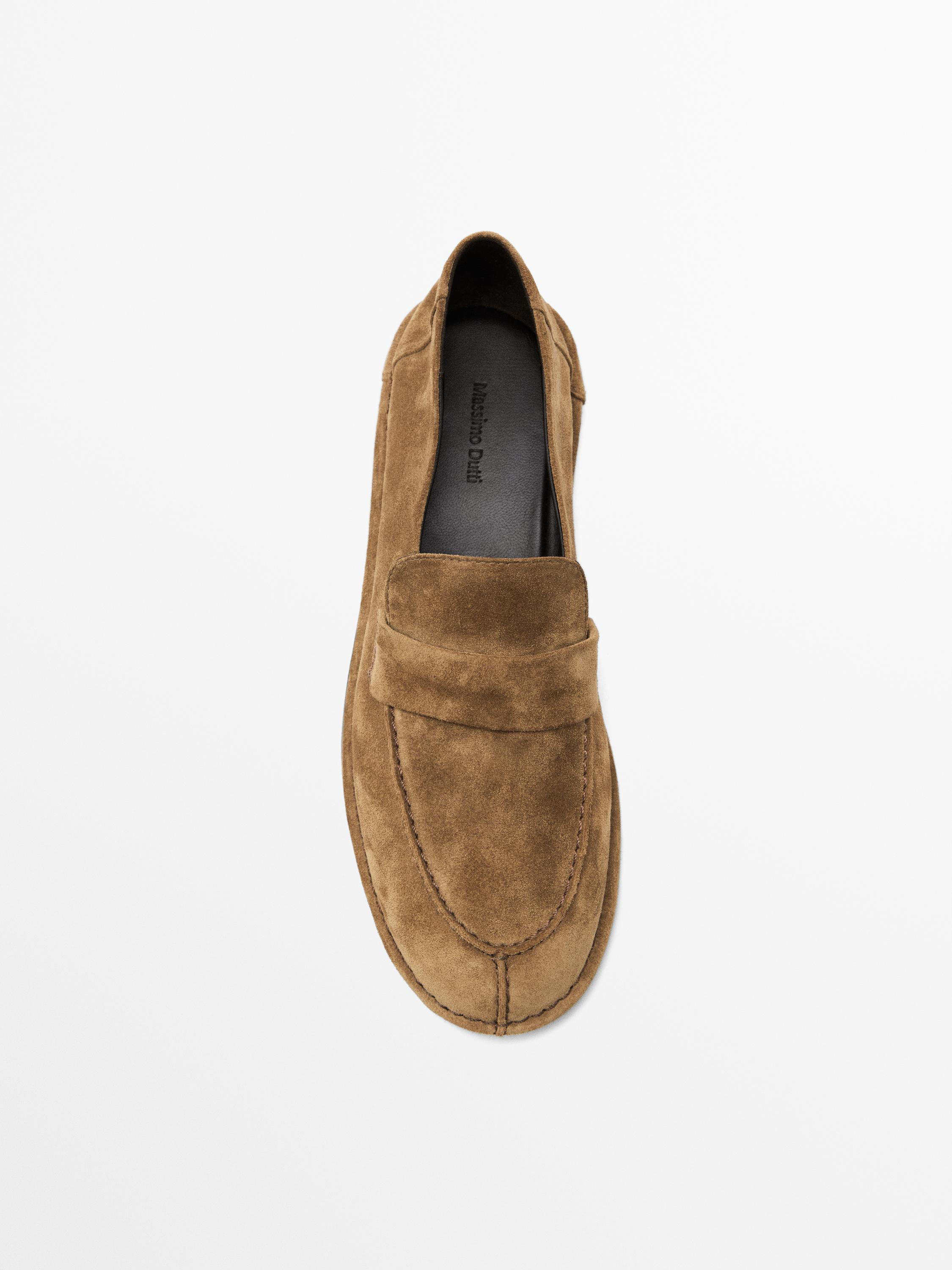 Мягкие замшевые мокасины Massimo Dutti, коричневый — фото 3