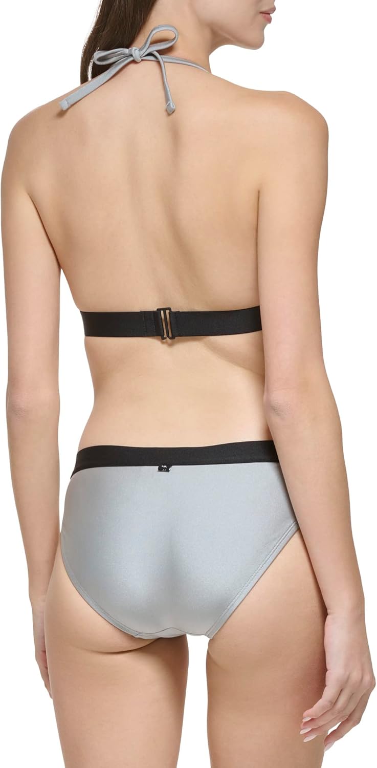 Женский комплект бикини Calvin Klein с заниженной талией и треугольными чашечками и логотипом, Platinum Shimmer — фото 3