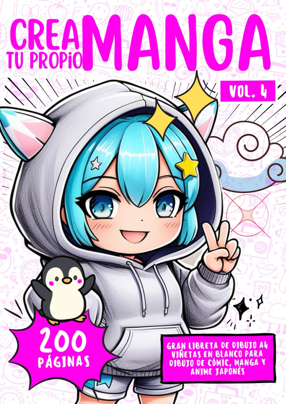 

Crea tu Propio Manga: 200 páginas (Vol.4): Gran libreta de dibujo A4 · Viñetas en blanco para dibujo de cómic, manga y anime japonés (Spanish Edition) (Independently published)