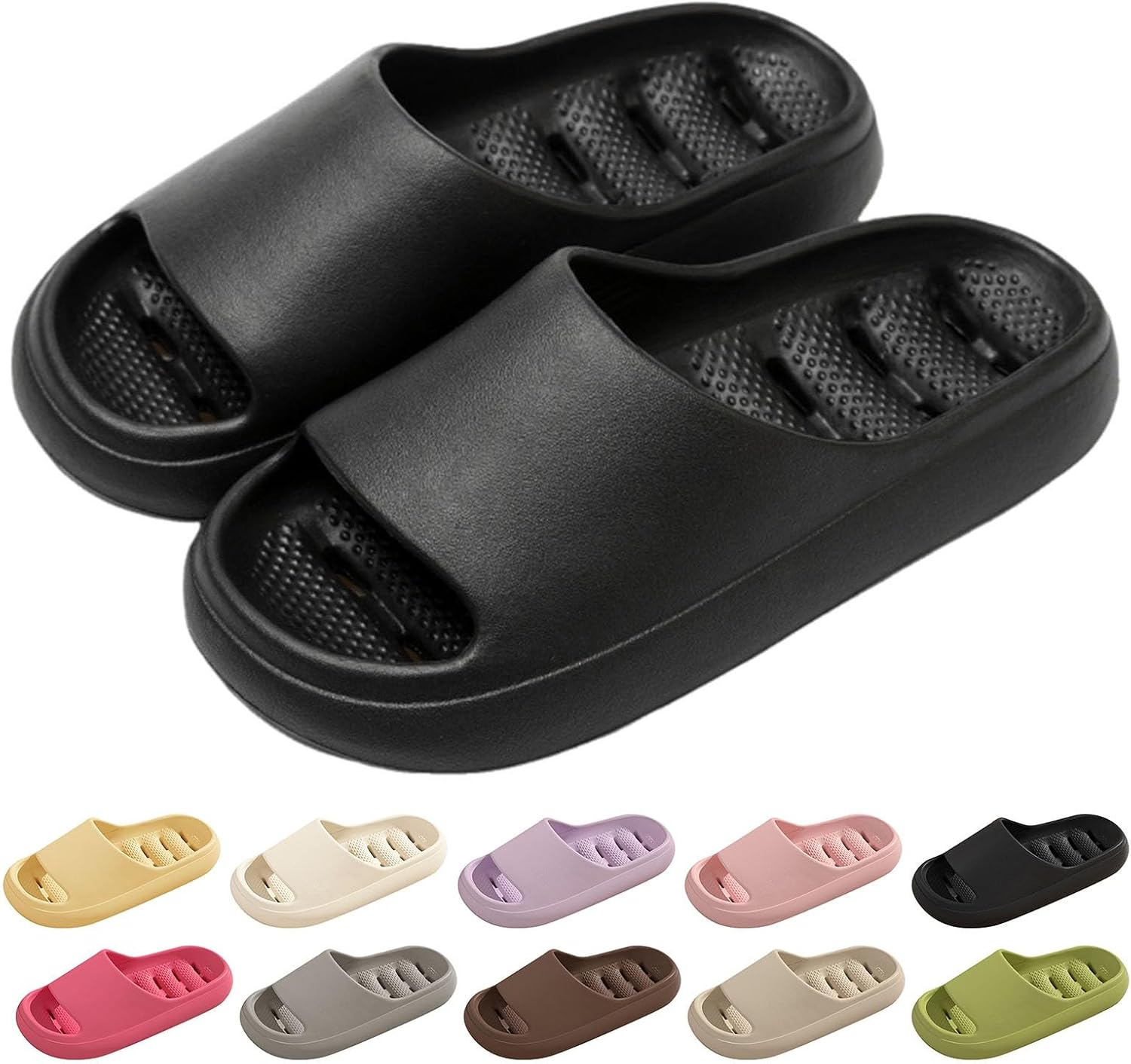 

Душевые тапочки для женщин и мужчин с массажным эффектом, мягкая амортизированная подошва - противоскользящие шлепанцы, быстро сохнущие сланцы, пляжные сандалии, переносные тапочки Generic, черный